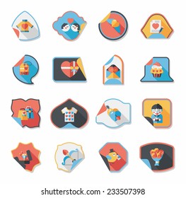 Valentine's Day sticker banner flat design background set, eps10
