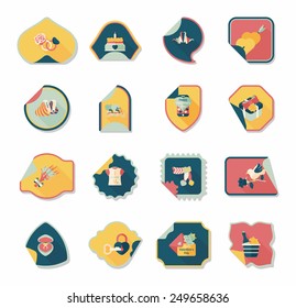 Valentine's Day sticker banner flat design background set, eps10
