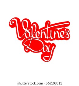 Valentines Day, sticker, calligraphy lettering, word design template, vector illustration