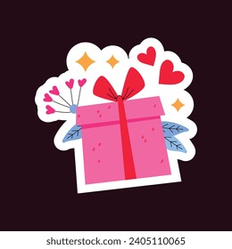 Valentine's day Sticker design. Happy valentines day background. Valentine's Day celebration. February 14. Cartoon Vector illustration Sticker Template.