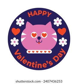 Valentine's day Sticker design. Happy valentines day background. Valentine's Day celebration. February 14. Cartoon Vector illustration Sticker Template.