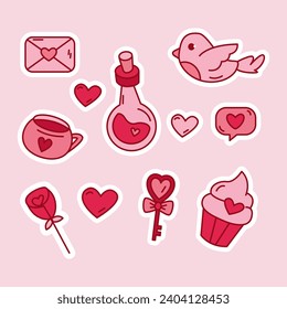 Valentine's Day Sticker Element Set
