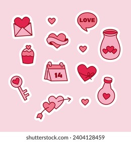 Valentine's Day Sticker Element Set