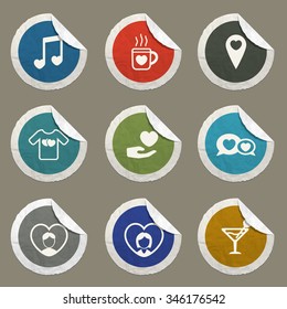 Valentines day sticker icons for web