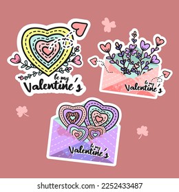 Valentine's day sticker. vector illustration.