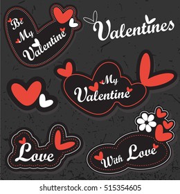 Valentine`s Day stickers, element for design, web icons. vector illustration