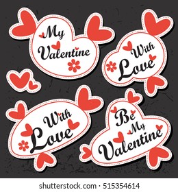 Valentine`s Day stickers, element for design, web icons. vector illustration