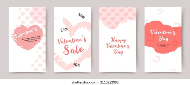 Valentine's day stories template set.Vector illustrations for greeting cards, backgrounds, online shopping, sale ads, web and social media banners, marketing