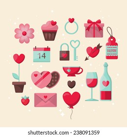 Valentine's day stylish icons design