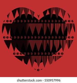 Valentine's Day. Stylized black heart on red fone.Vektor