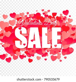 Valentines day super sale background, poster template. Pink abstract background with hearts ornaments. February 14.Vector illustration.