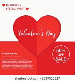 Valentine's day supper sale poster design for social media