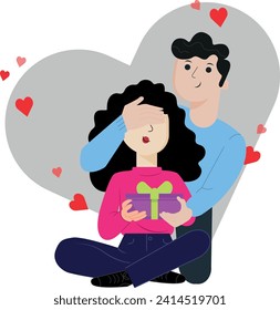 diseño vectorial de pareja de sorpresa por día de valentina
