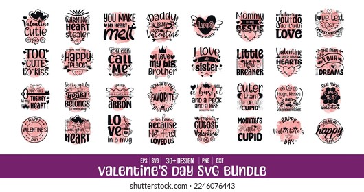 Valentine's day svg bundle, Valentines day t shirt design quotes bundle - Shutterstock ID 2246076443