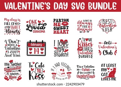 Valentine's Day SVG Bundle. Valentine's Day T-shirt Design SVG Bundle. - Shutterstock ID 2242903479