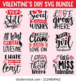 Valentine's Day SVG Bundle.Valentine's Day T-Shirt  SVG Design Bundle