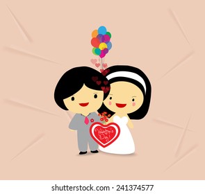 valentines day sweet love couple with hearts