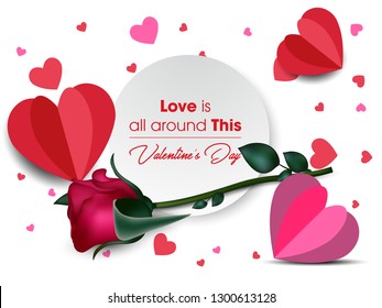 Valentines Day Sweet Red Roses. Mesh Vector, Valentines day sale poster with roses and hearts - Vector