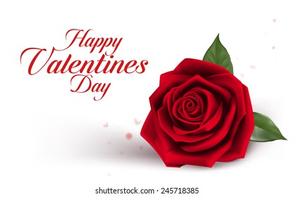 Valentines Day Sweet Red Roses. Mesh Vector Illustration