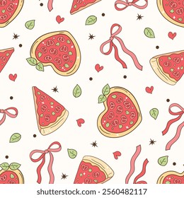 Valentine's Day Sweet Treats Seamless Pattern Vector Illustration