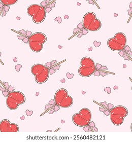 Valentine's Day Sweet Treats Seamless Pattern Vector Illustration