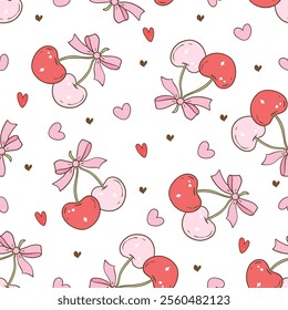 Valentine's Day Sweet Treats Seamless Pattern Vector Illustration