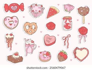 Valentine's Day Sweet Treats Sticker Vector Illustration