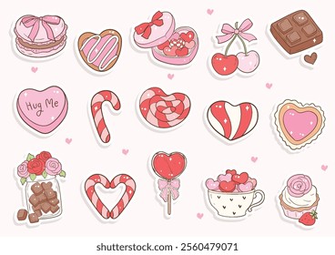 Valentine's Day Sweet Treats Sticker Vector Illustration