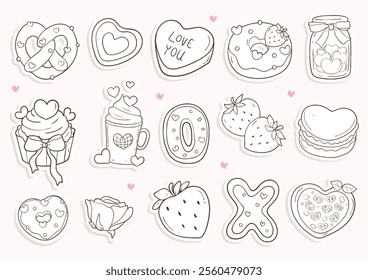 Valentine's Day Sweet Treats Sticker Vector Illustration