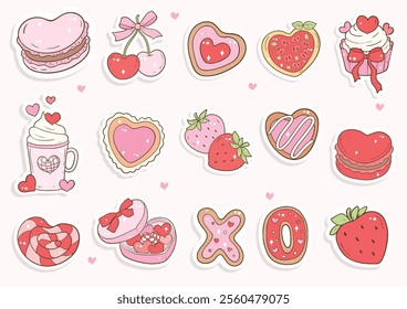 Valentine's Day Sweet Treats Sticker Vector Illustration