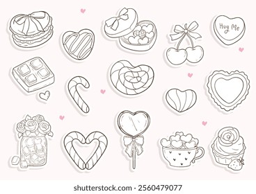 Valentine's Day Sweet Treats Sticker Vector Illustration