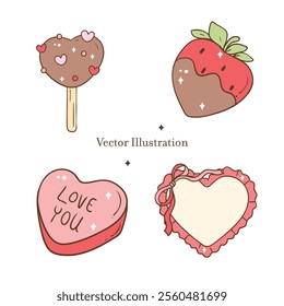 Valentine's Day Sweet Treats Vector Illustration