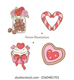 Valentine's Day Sweet Treats Vector Illustration