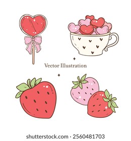 Valentine's Day Sweet Treats Vector Illustration