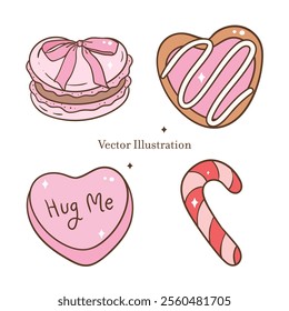 Valentine's Day Sweet Treats Vector Illustration