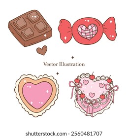 Valentine's Day Sweet Treats Vector Illustration