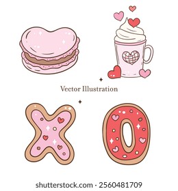 Valentine's Day Sweet Treats Vector Illustration