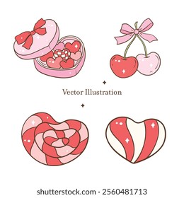 Valentine's Day Sweet Treats Vector Illustration