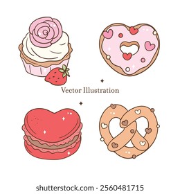 Valentine's Day Sweet Treats Vector Illustration