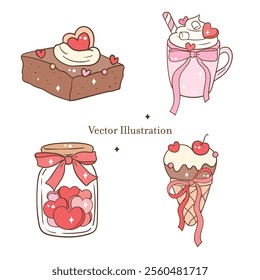 Valentine's Day Sweet Treats Vector Illustration