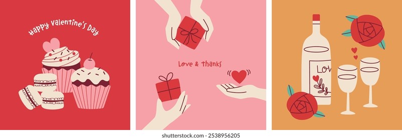 Valentine's Day sweets and gifts illustrations