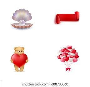 Valentines Day symbols icon set
