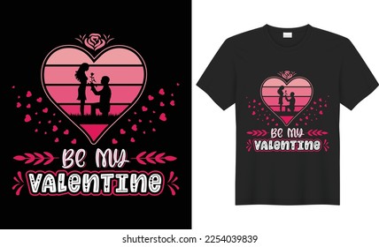 Valentines day t shirt design typography vector graphic templet. hand drawn cute Romantic lettering happy pattern calligraphy for tshirt with arrow red heart. best for couple banner card print pod svg