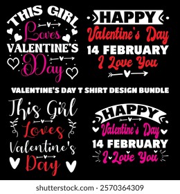 Valentine's Day t shirt design bundle typography vector romantic romance colors silhouette kiss  word t shirt design



