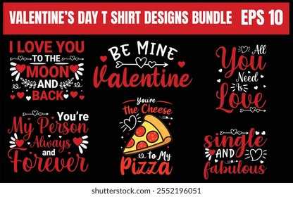 Valentine's day t shirt designs bundle 