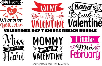 Valentines Day t Shirts design Bundle Valentine Love Quote, tipografia, vetor, Romance do coração, romântico14 fevereiro, elemento  

