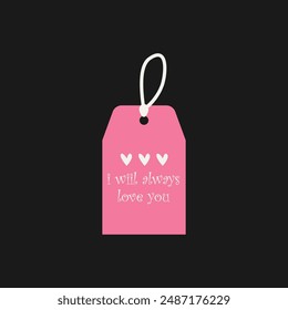 Valentine's day tag. wedding favors, birthday present label vector designs. Romantic gift tag templates isolated on black background