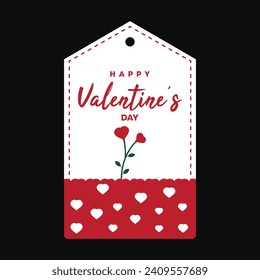 Valentine's day tags with hearts and flower. Happy Valentine's day concept. Hand drawn vector illustration in red, white colors