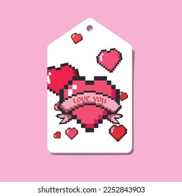 Valentine's day tags with hearts, and Love you text. Happy Valentine's day concept