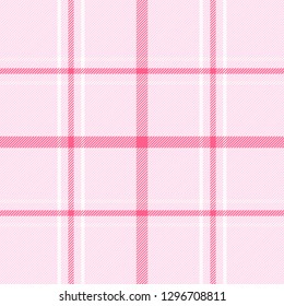 Valentines day tartan plaid. Scottish pattern in red and white cage. Scottish cage. Traditional Scottish checkered background. Seamless fabric texture. Vector illustration